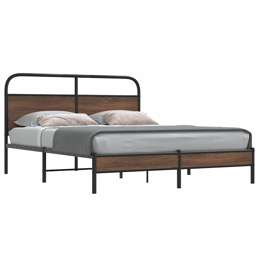 Bed frame without mattress 150x200 cm brown oak look