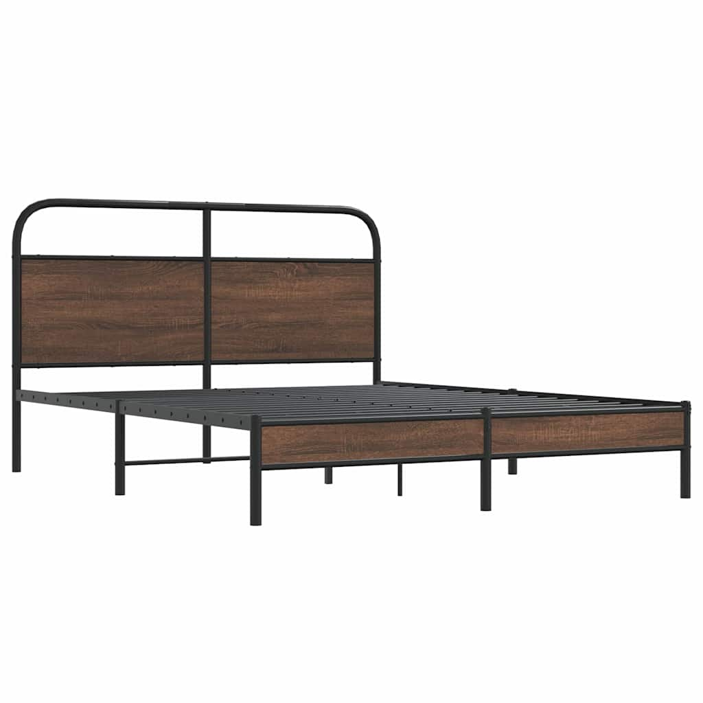 Bed frame without mattress 160x200 cm brown oak look