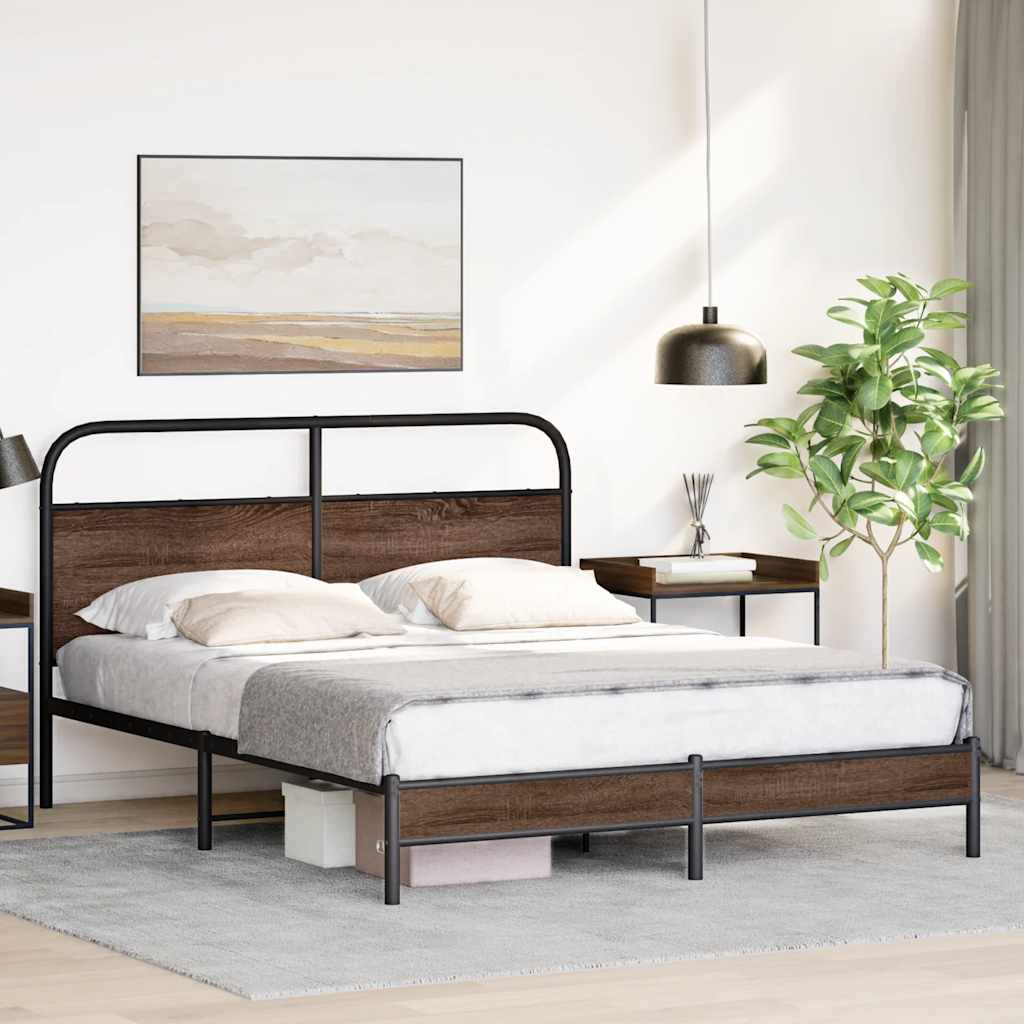 Bed frame without mattress 160x200 cm brown oak look