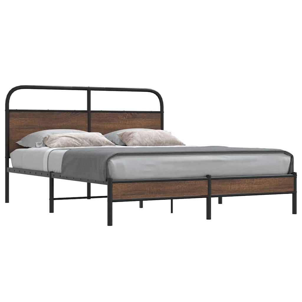 Bed frame without mattress 160x200 cm brown oak look