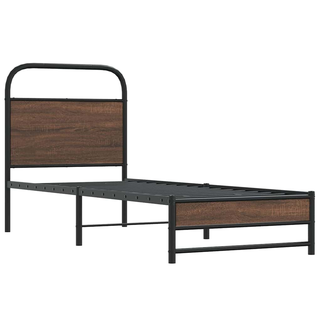 Bed frame without mattress 75x190 cm brown oak look