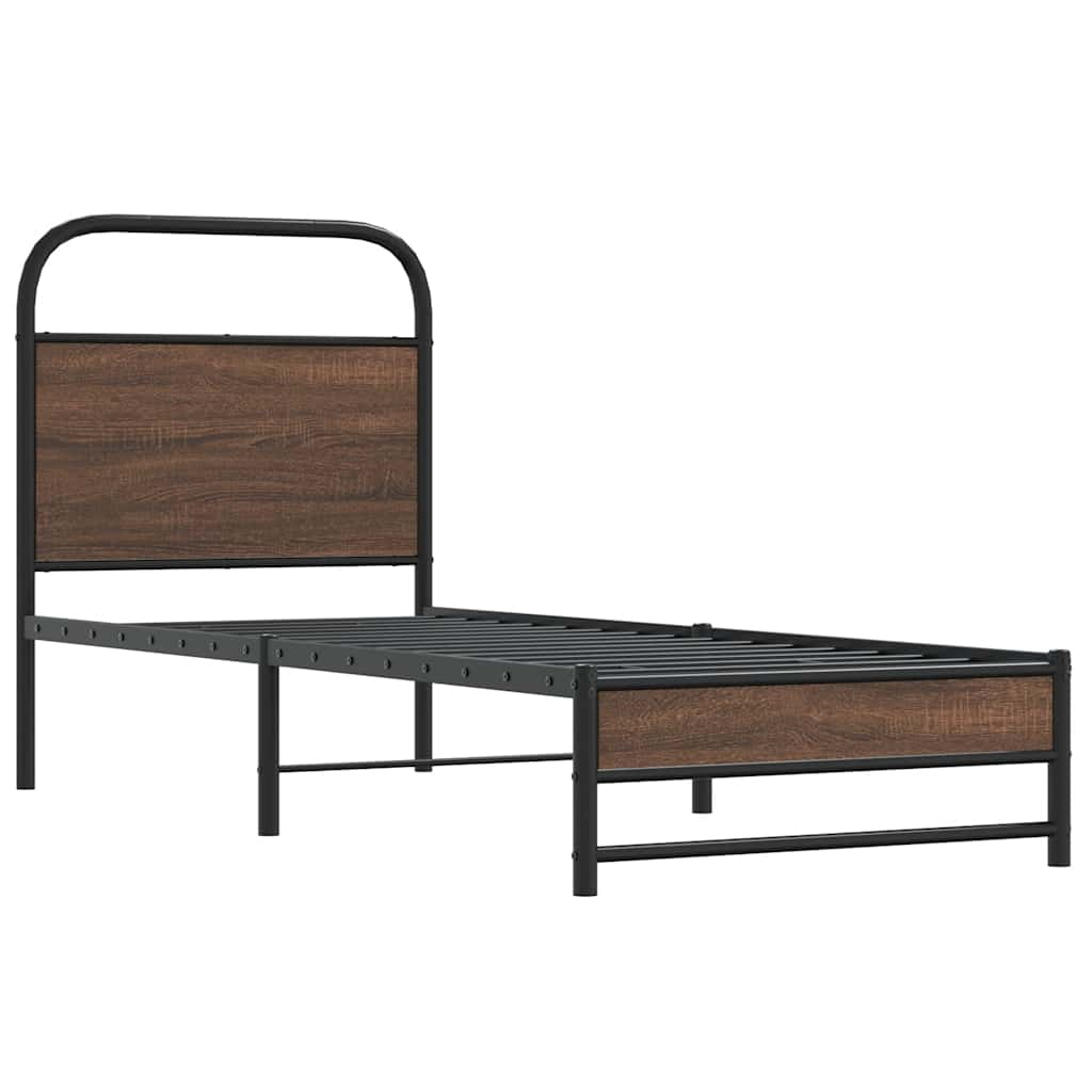 Bed frame without mattress 80x200 cm brown oak look