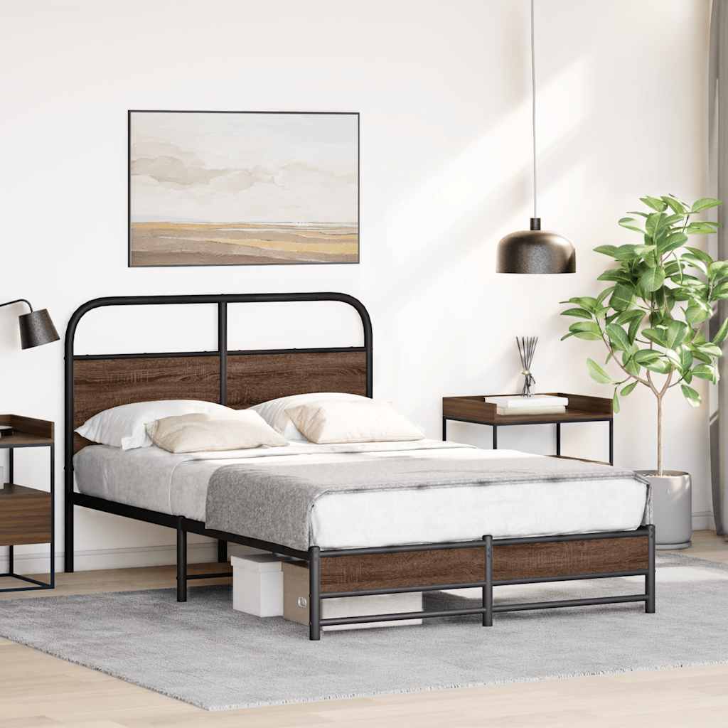 Bed frame without mattress 120x190 cm brown oak look