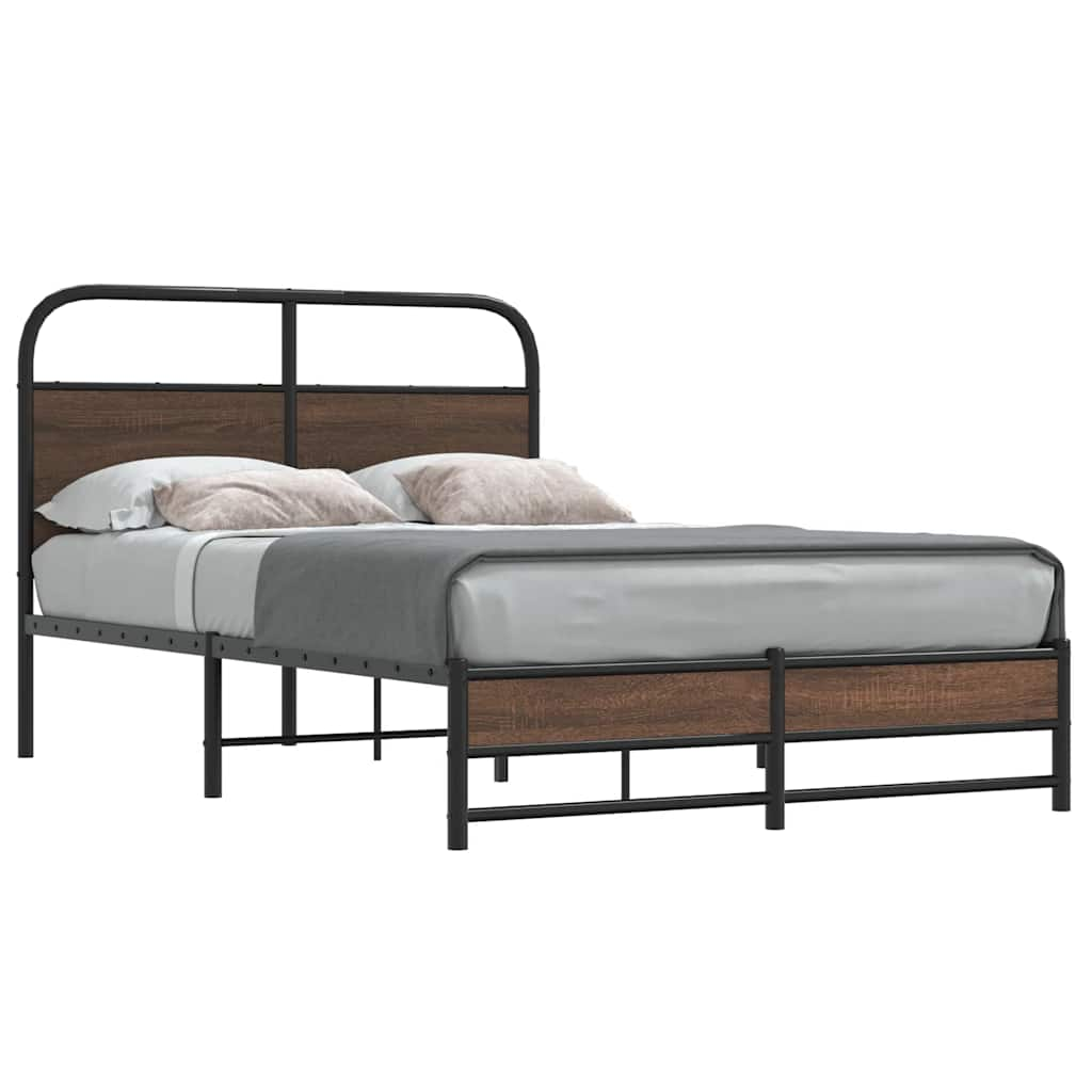 Bed frame without mattress 135x190 cm brown oak look