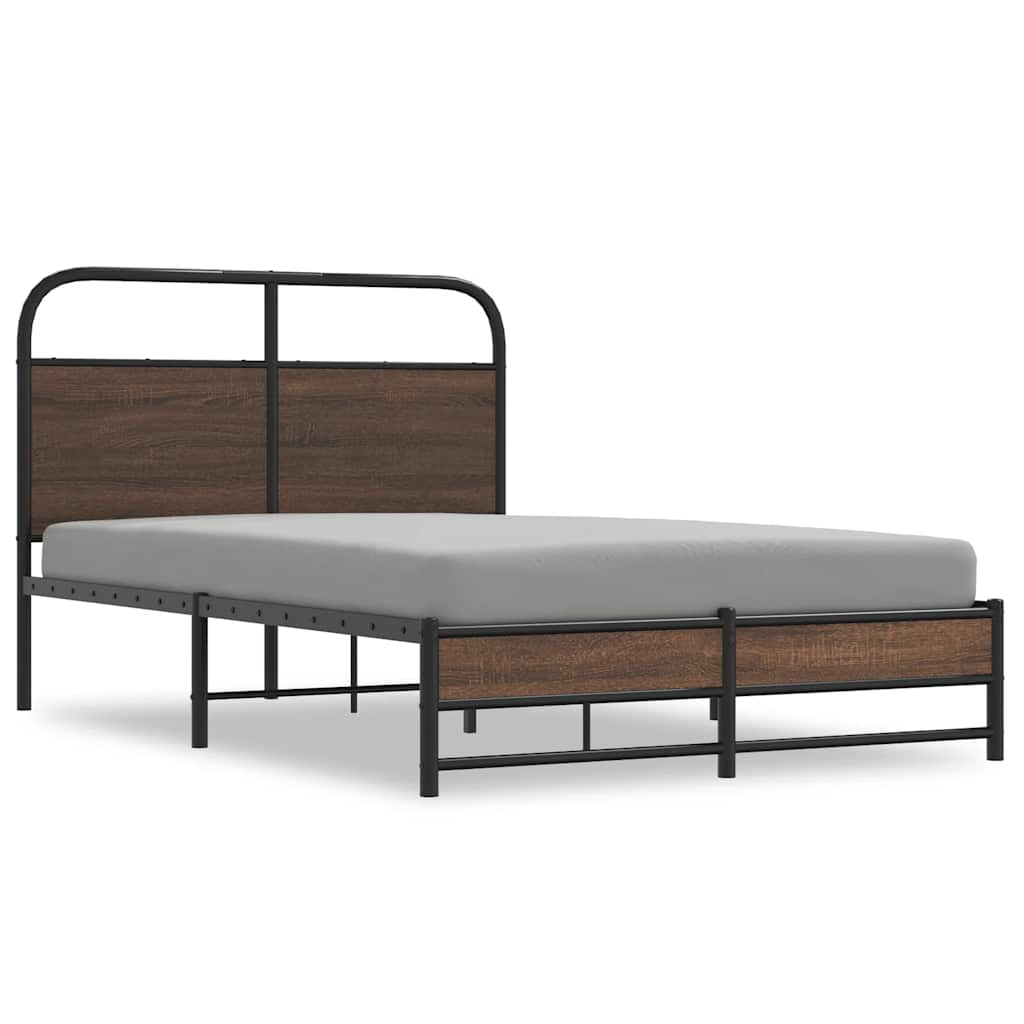 Bed frame without mattress 140x190 cm brown oak look