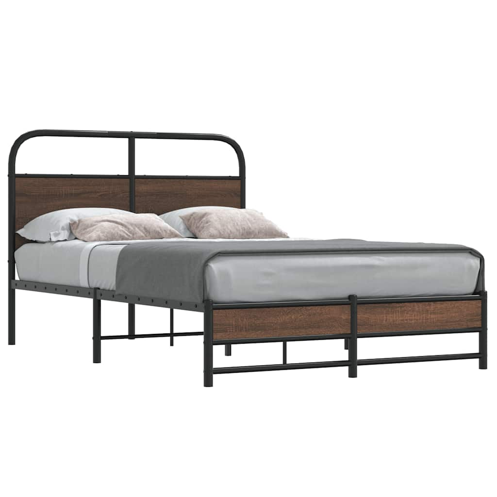 Bed frame without mattress 140x190 cm brown oak look