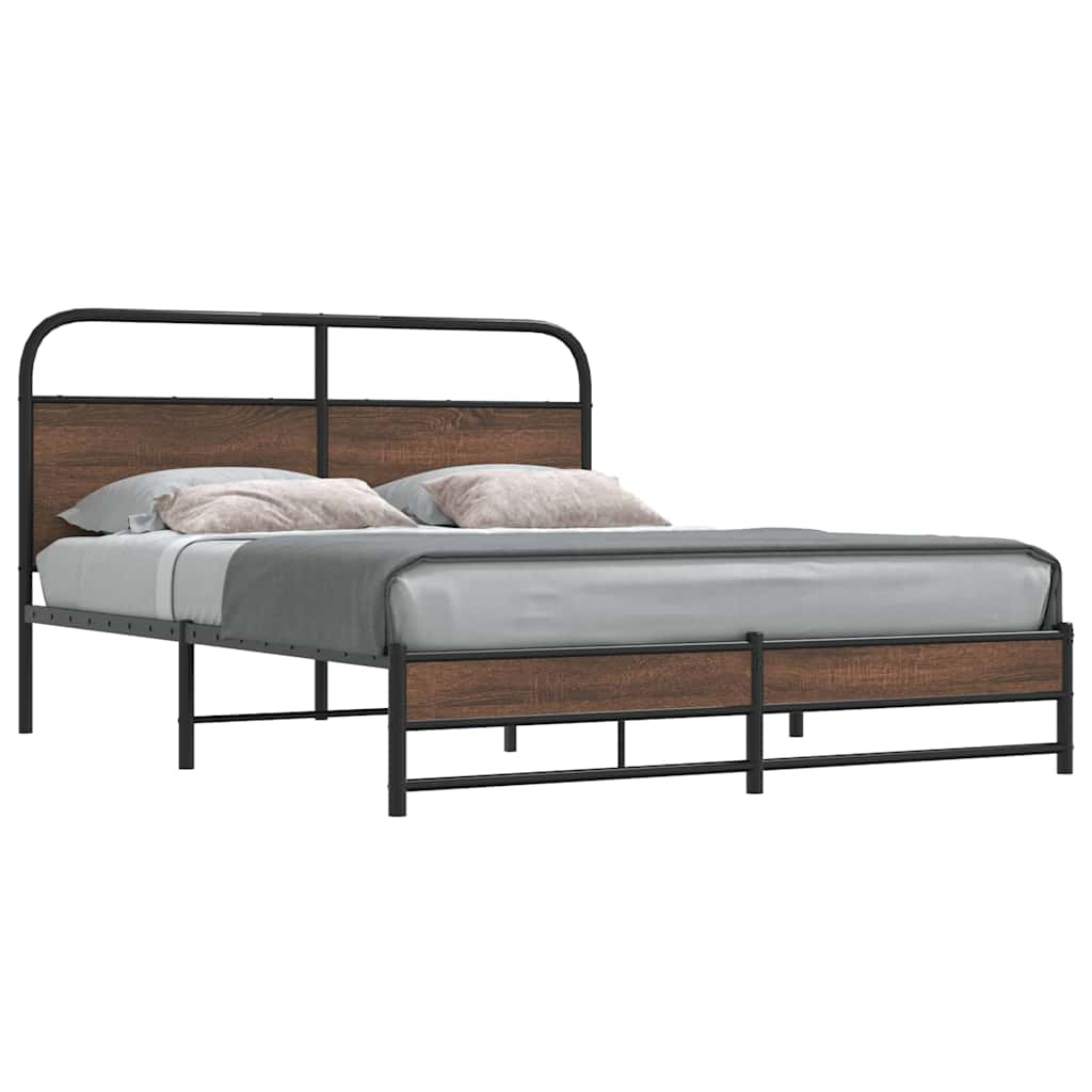 Bed frame without mattress 150x200 cm brown oak look