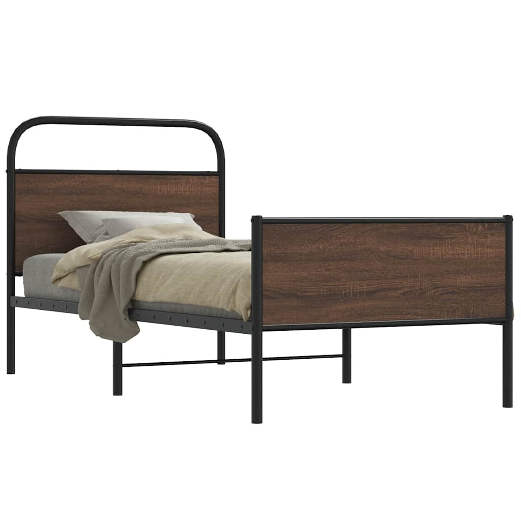 Bed frame without mattress 100x190 cm brown oak look