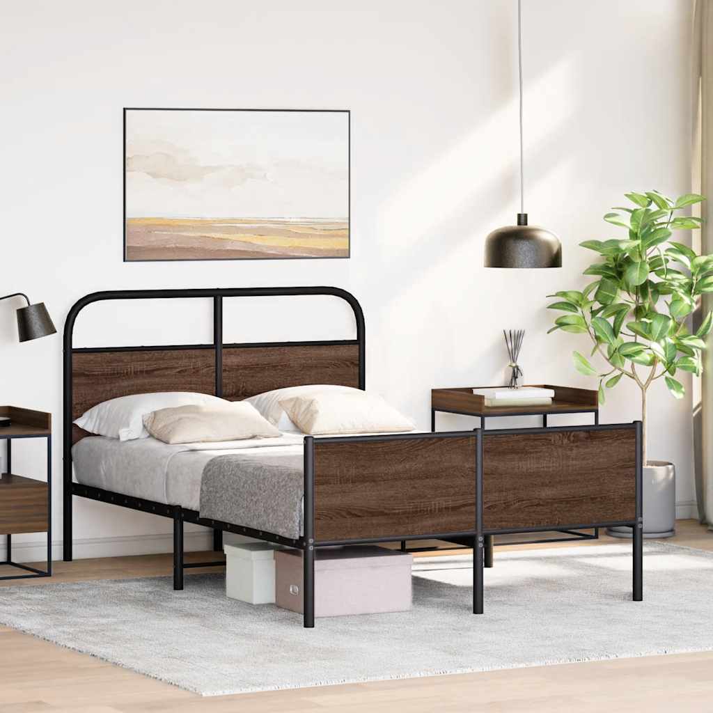 Bed frame without mattress 135x190 cm brown oak look