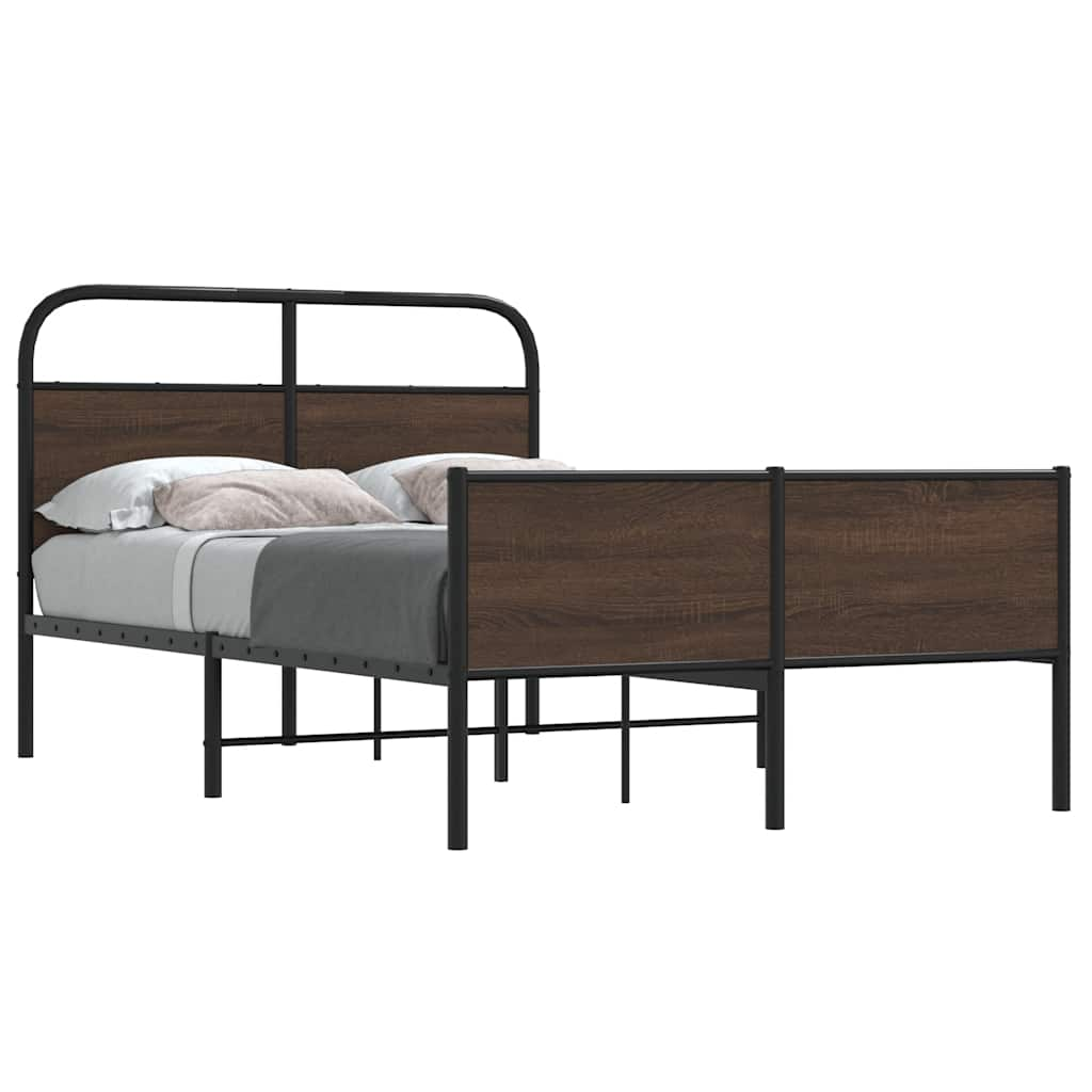 Bed frame without mattress 140x190 cm brown oak look