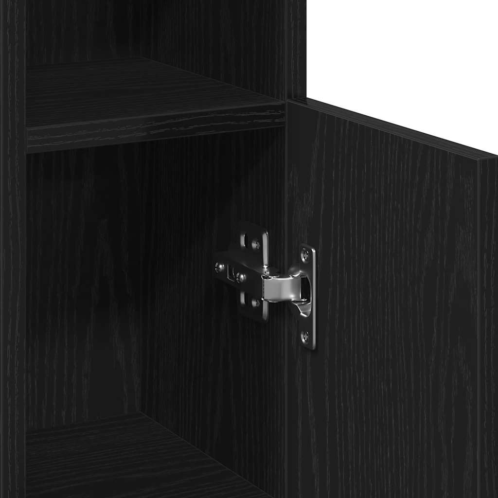 Badezimmerschrank mit Rollenhalter Schwarz 20,5x22x90 cm