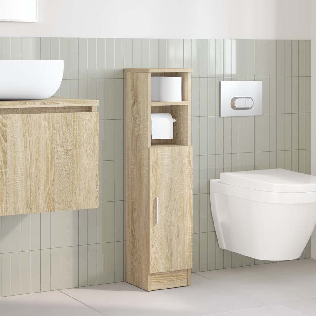 Badezimmerschrank mit Rollenhalter Sonoma-Eiche 20,5x22x90 cm