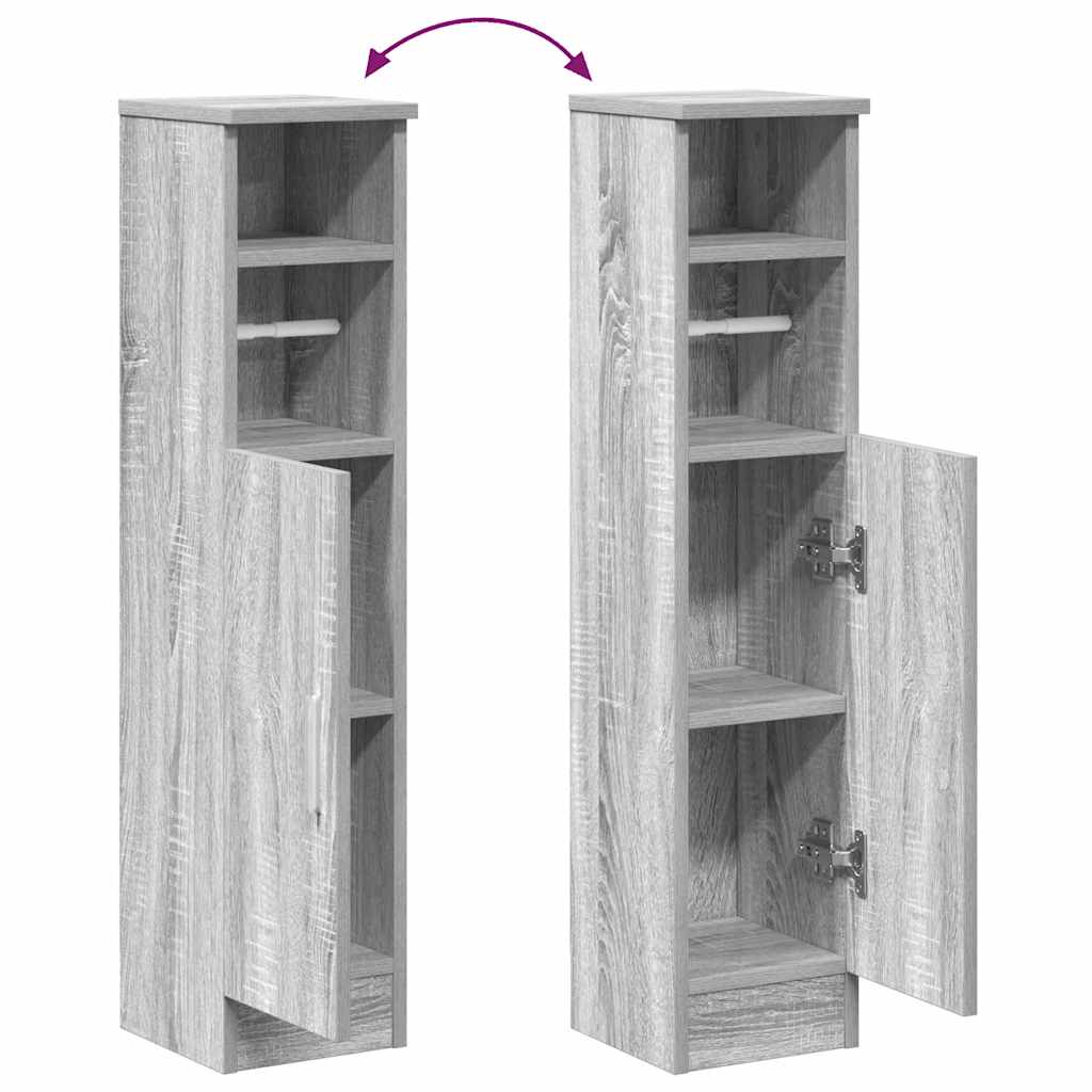 Badezimmerschrank mit Rollenhalter Grau Sonoma 20,5x22x90 cm