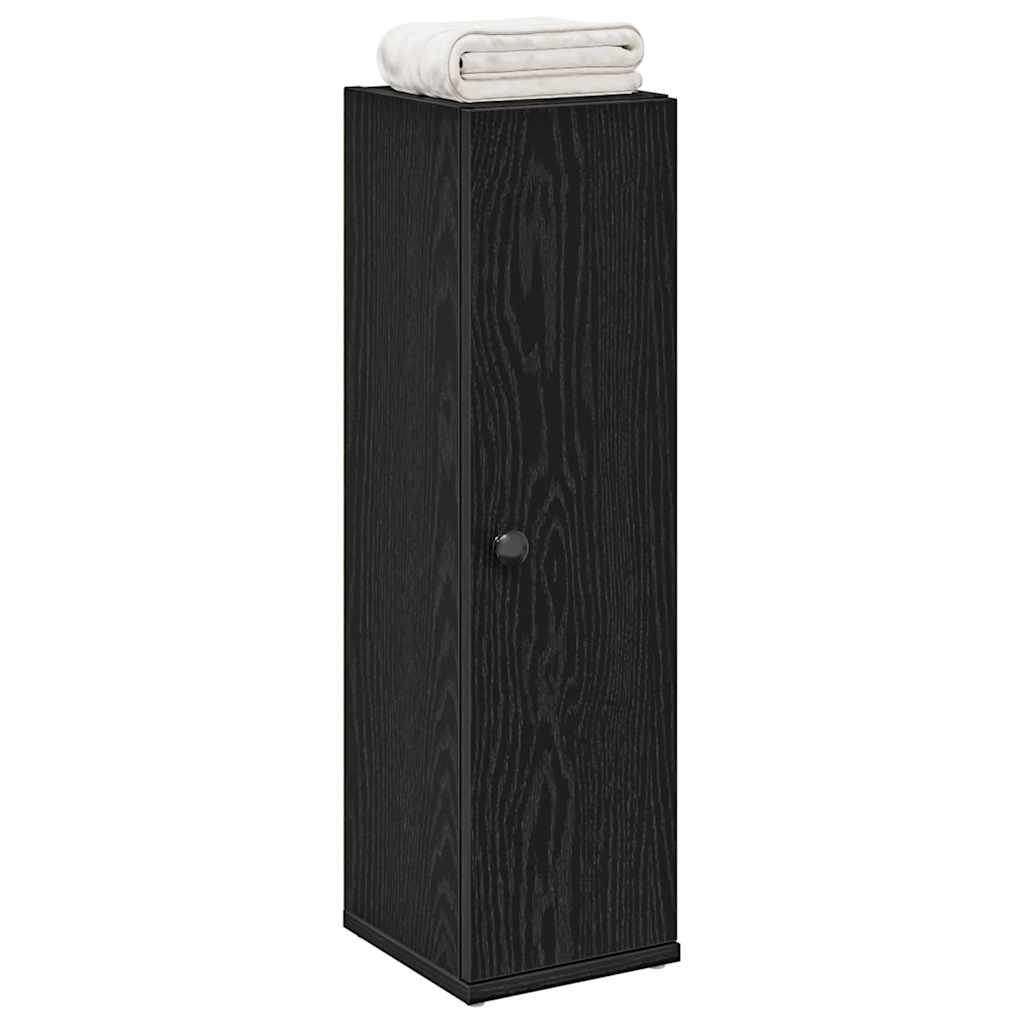 Bathroom Cabinet with Roll Holder Black 20.5x22x72 cm