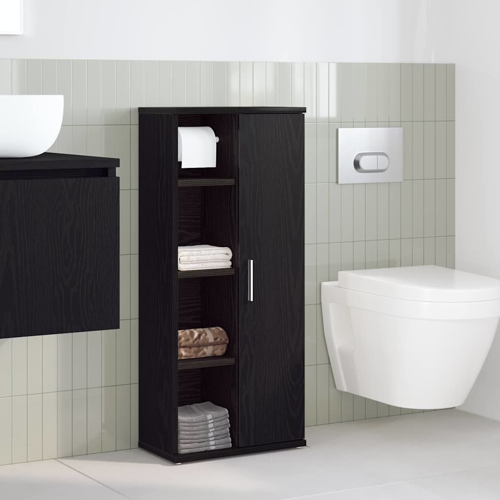 Badezimmerschrank mit Rollenhalter Schwarz 39x22x90 cm