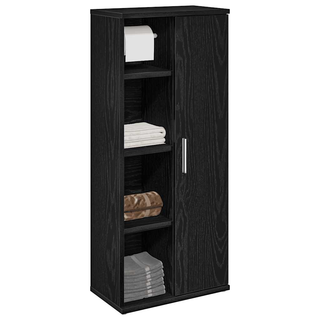 Badezimmerschrank mit Rollenhalter Schwarz 39x22x90 cm