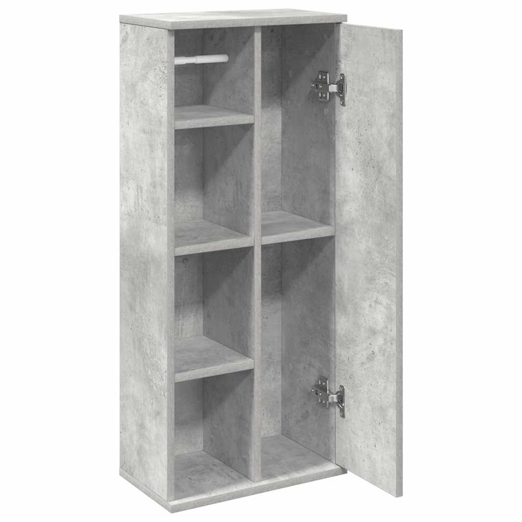 Bathroom Cabinet with Roll Holder Concrete Grey 39x22x90 cm