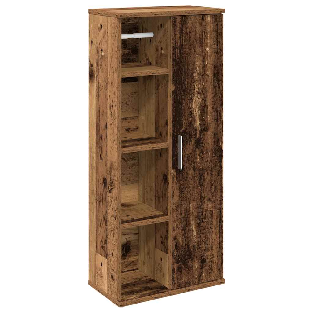 Bathroom cabinet with roll holder old wood look 39x22x90 cm