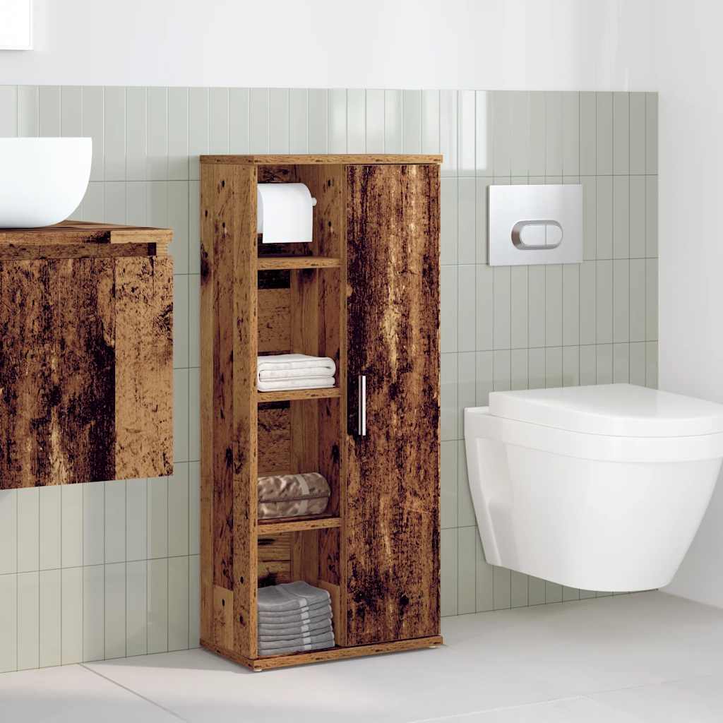 Bathroom cabinet with roll holder old wood look 39x22x90 cm