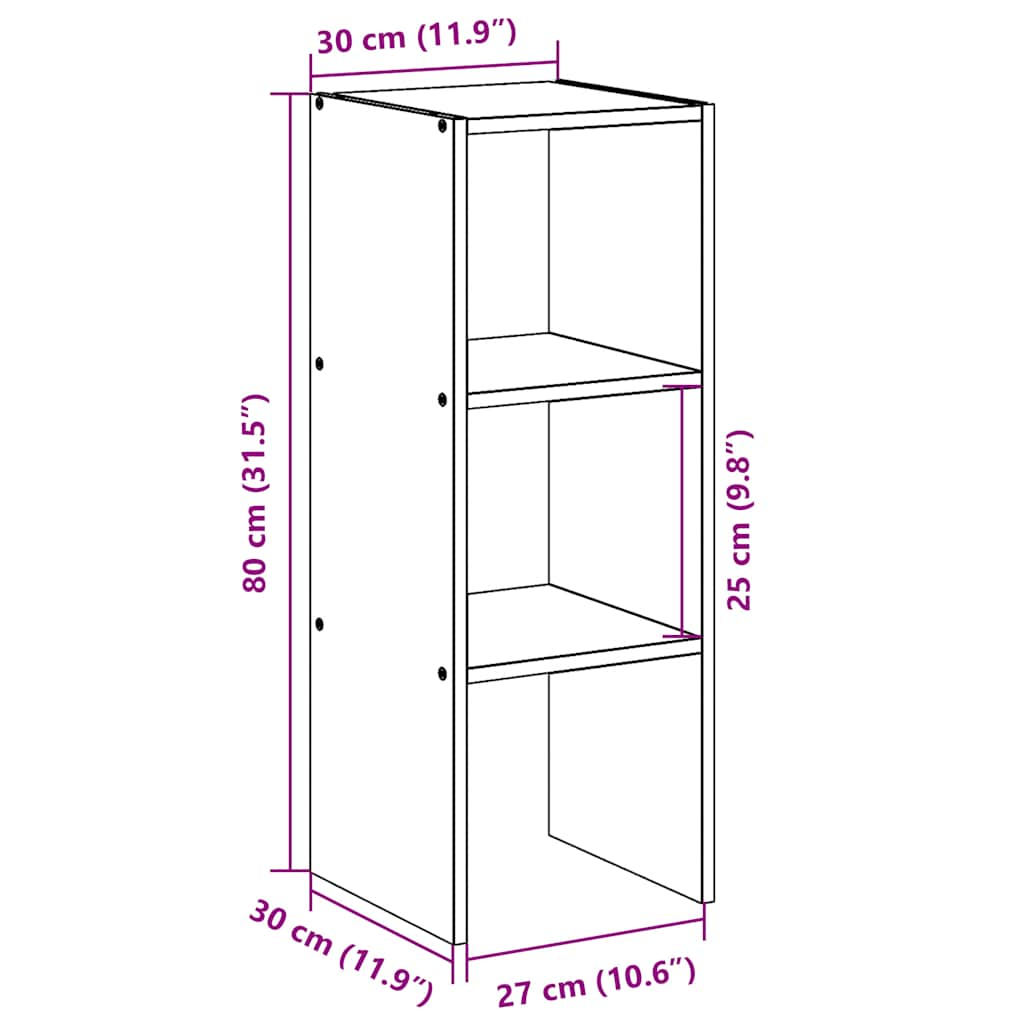 Bücherregal Stapelbar Betongrau 30x30x80 cm Holzwerkstoff