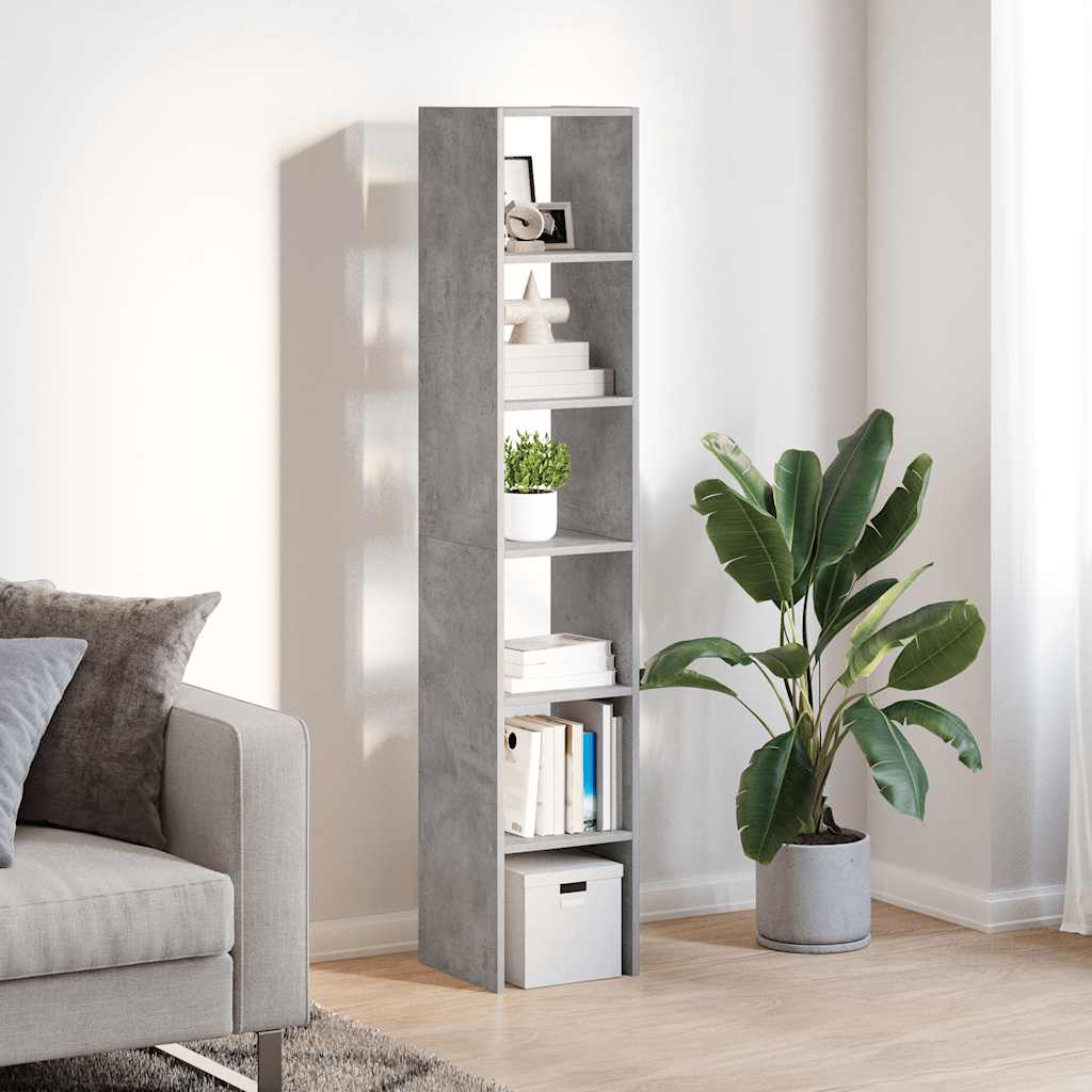 Bookshelves 2pcs. Stackable Concrete Grey 30x30x80cm Wood Material