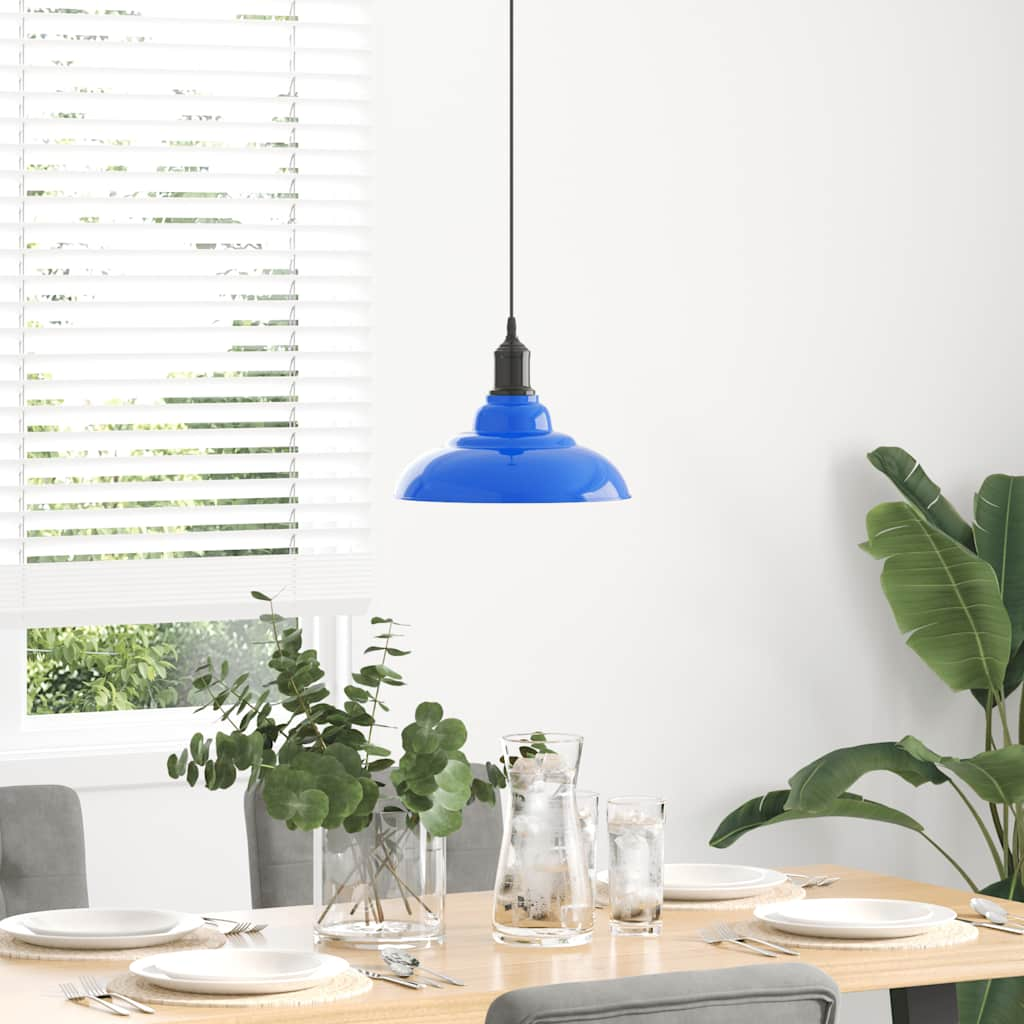 Pendant Lamp Height Adjustable E27 Dark Blue Glossy Ø 31 cm