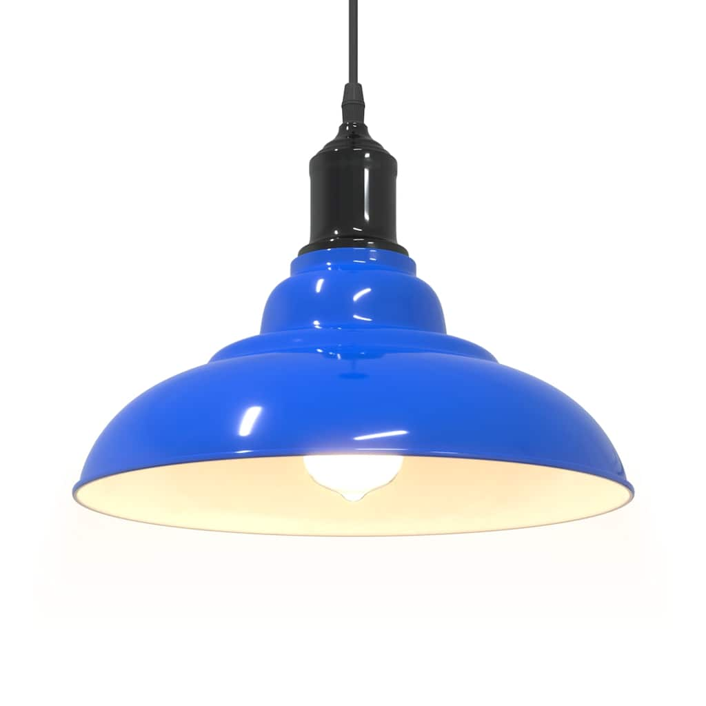 Pendant Lamp Height Adjustable E27 Dark Blue Glossy Ø 31 cm