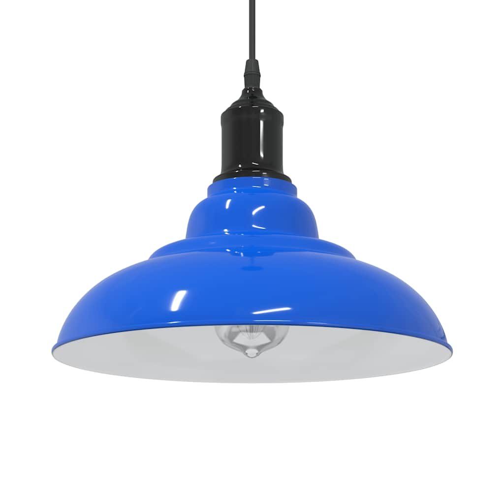 Pendant Lamp Height Adjustable E27 Dark Blue Glossy Ø 31 cm