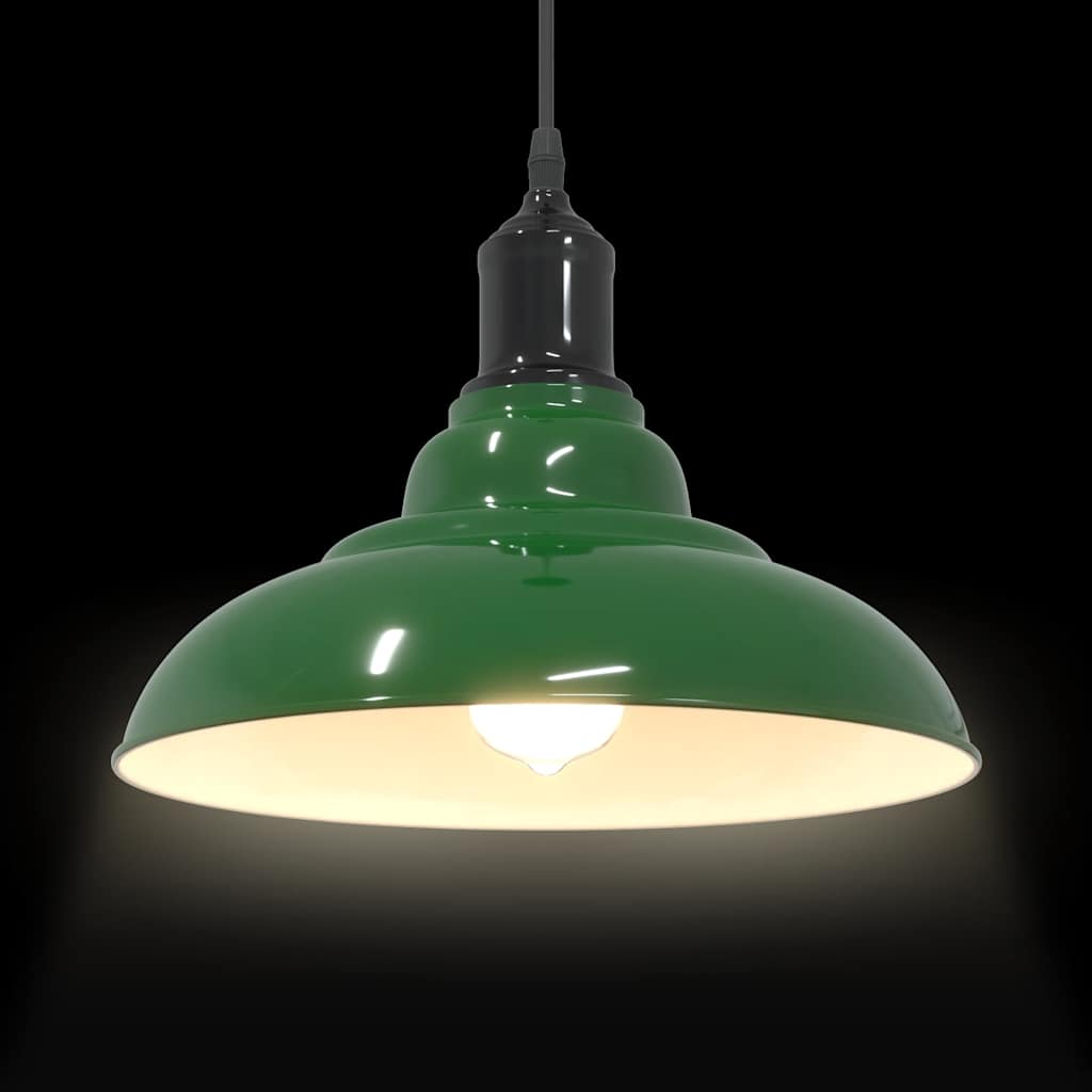 Pendant Lamp Height Adjustable E27 Green Glossy Ø 31 cm Metal