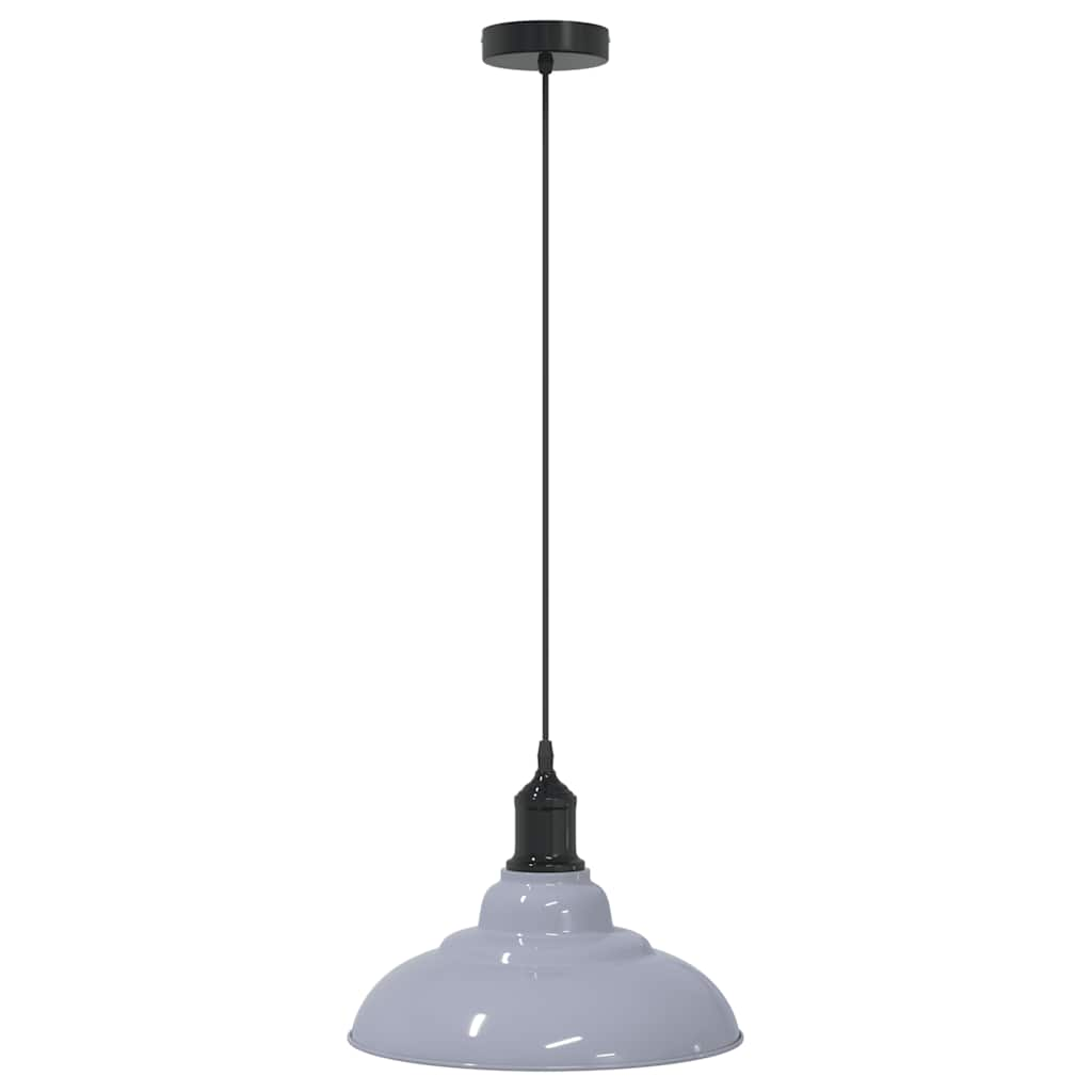 Pendant Lamp Height Adjustable E27 Grey Glossy Ø 31 cm Metal