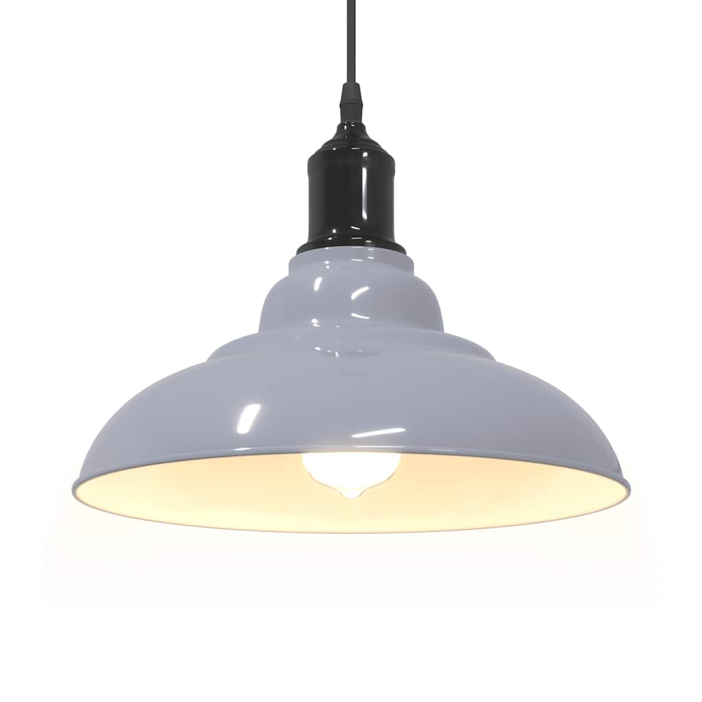 Pendant Lamp Height Adjustable E27 Grey Glossy Ø 31 cm Metal