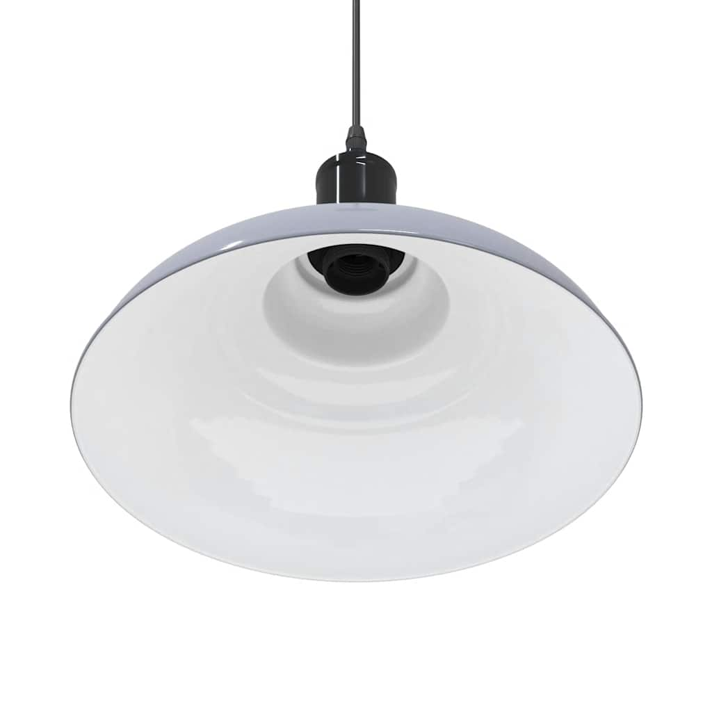 Pendant Lamp Height Adjustable E27 Grey Glossy Ø 31 cm Metal