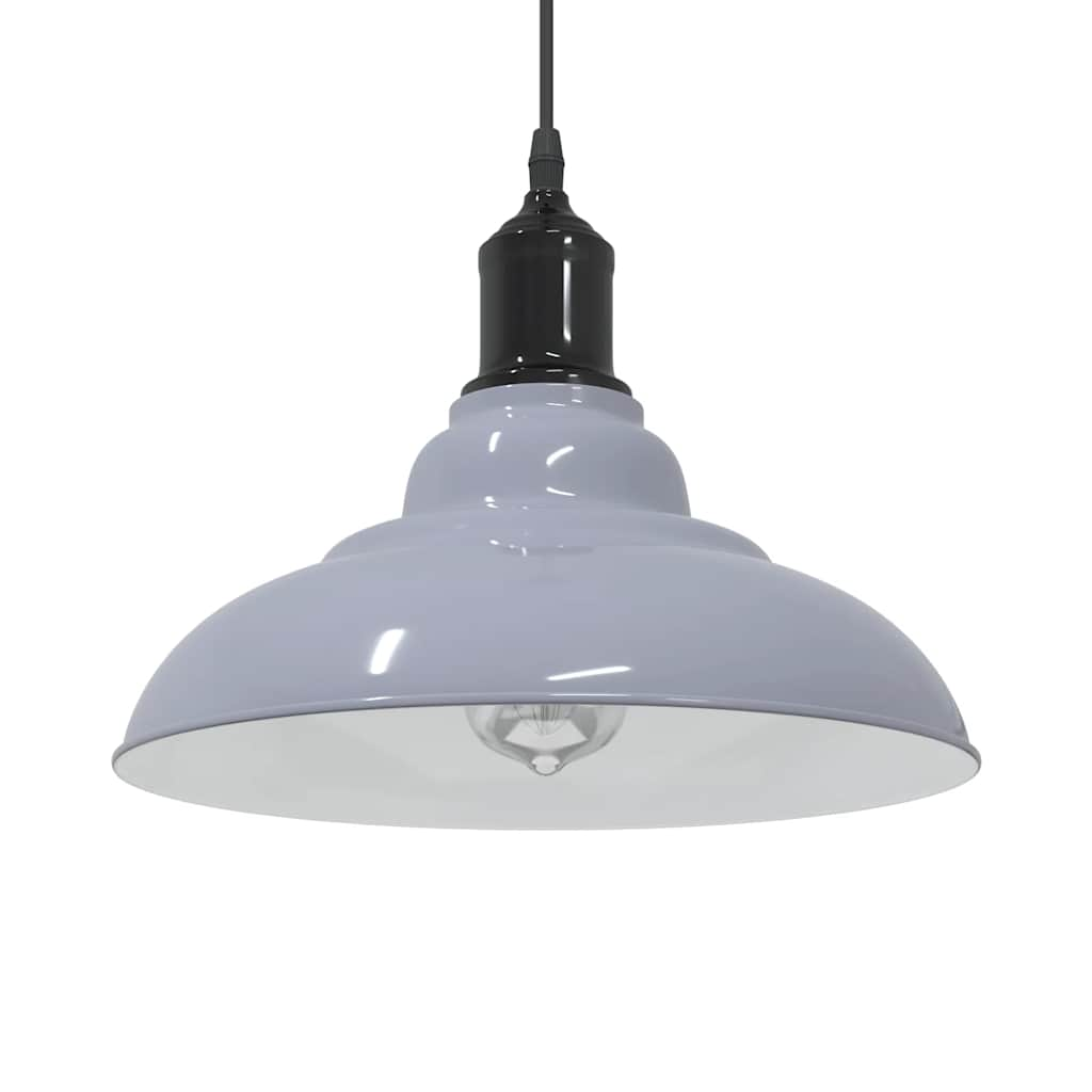 Pendant Lamp Height Adjustable E27 Grey Glossy Ø 31 cm Metal