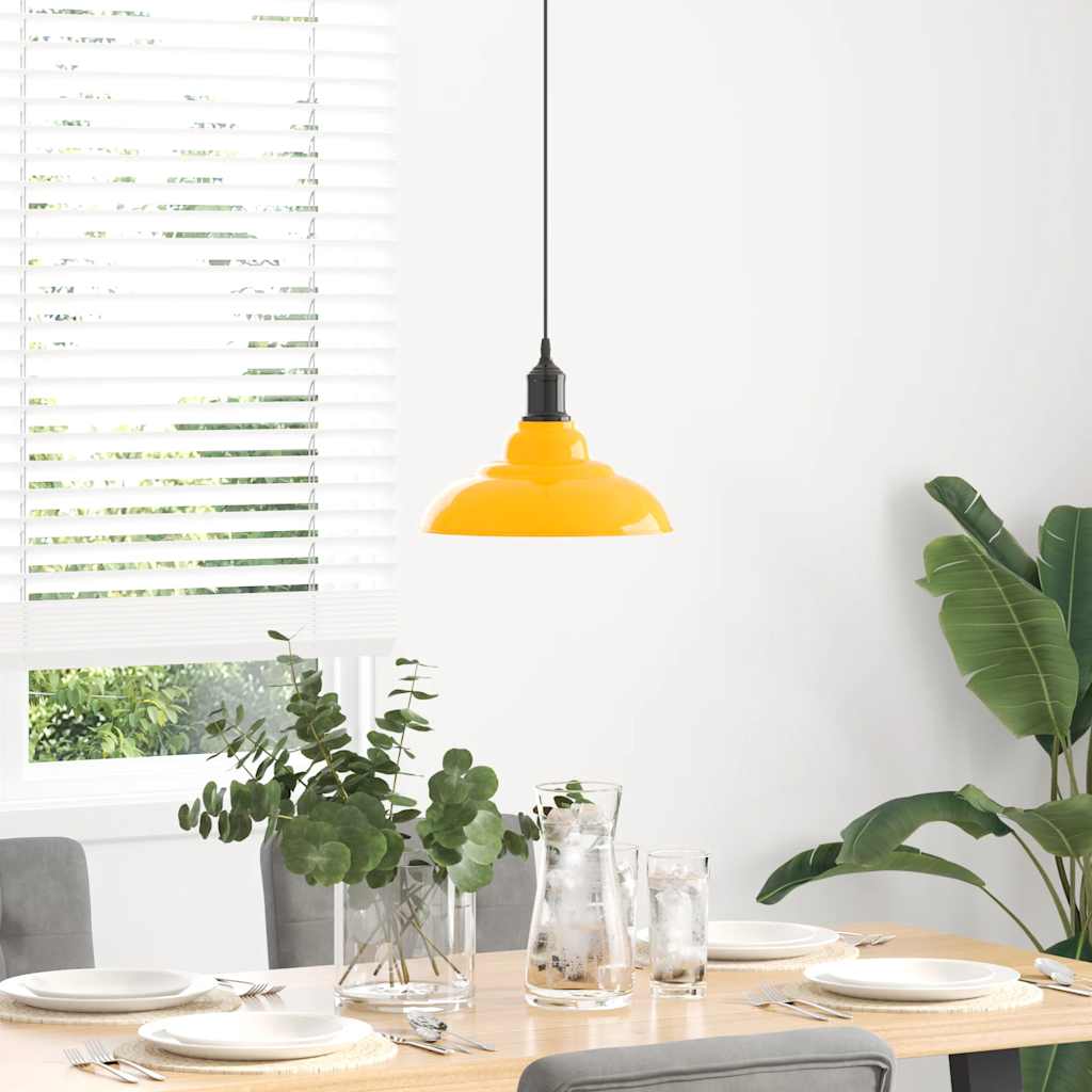 Pendant Lamp Height Adjustable E27 Yellow Glossy Ø 31 cm Metal