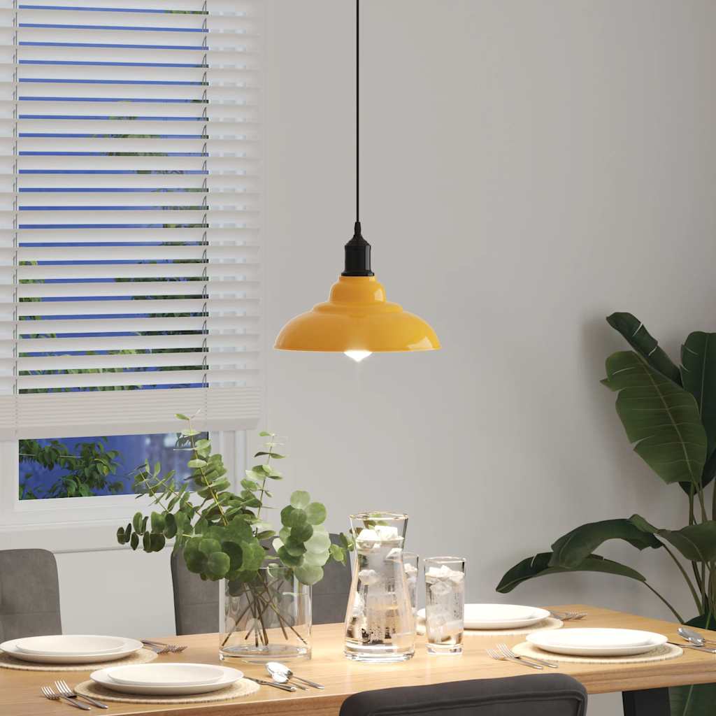 Pendant Lamp Height Adjustable E27 Yellow Glossy Ø 31 cm Metal