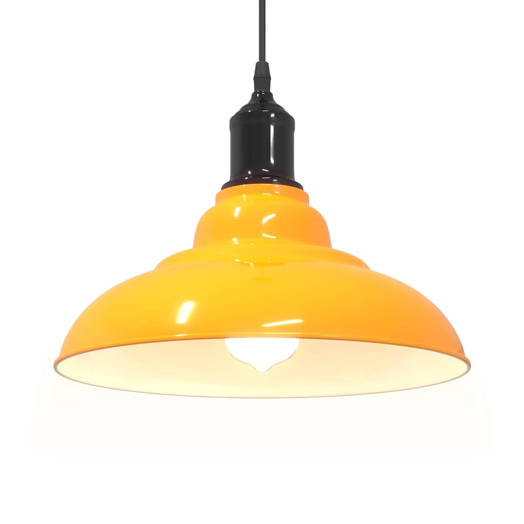 Pendant Lamp Height Adjustable E27 Yellow Glossy Ø 31 cm Metal