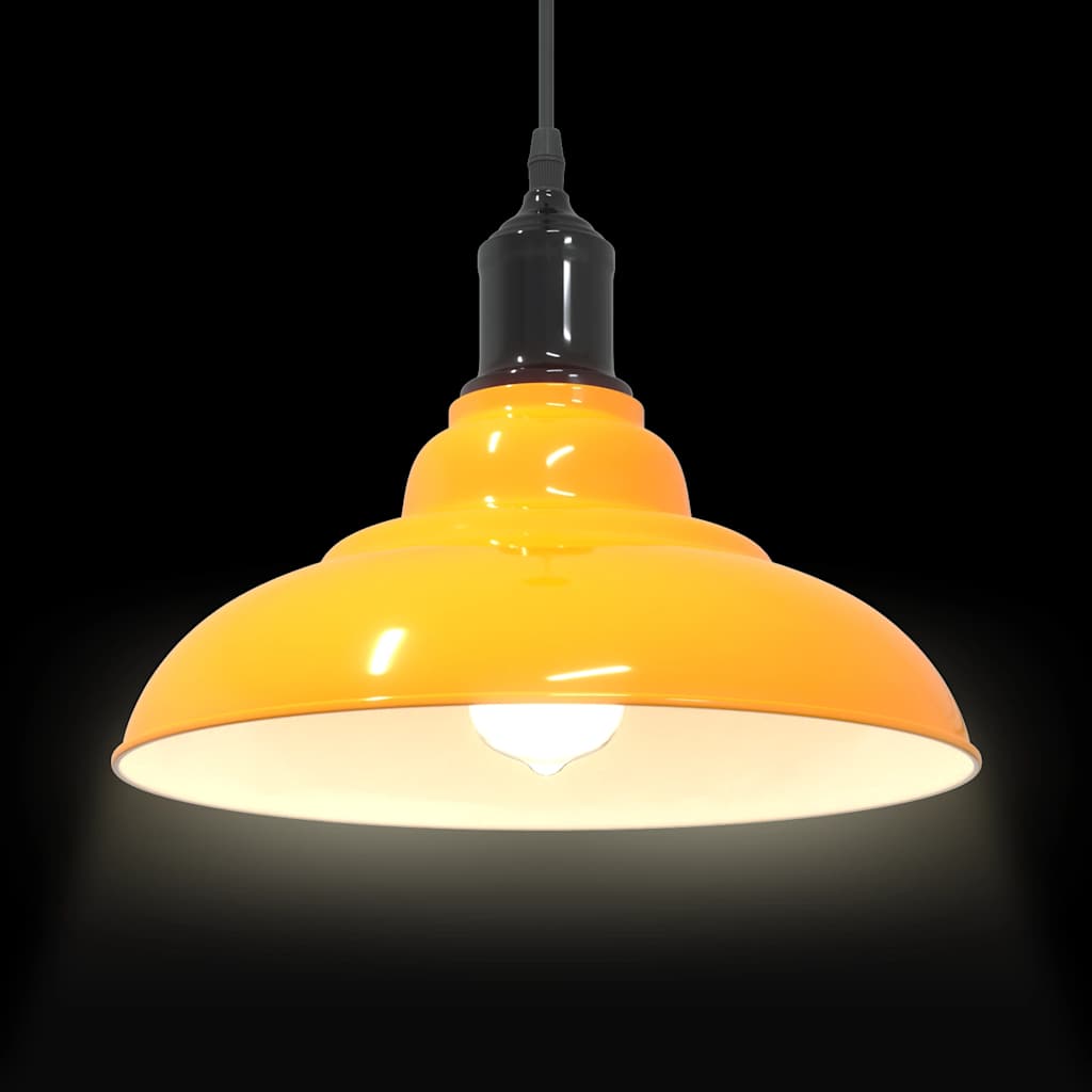 Pendant Lamp Height Adjustable E27 Yellow Glossy Ø 31 cm Metal