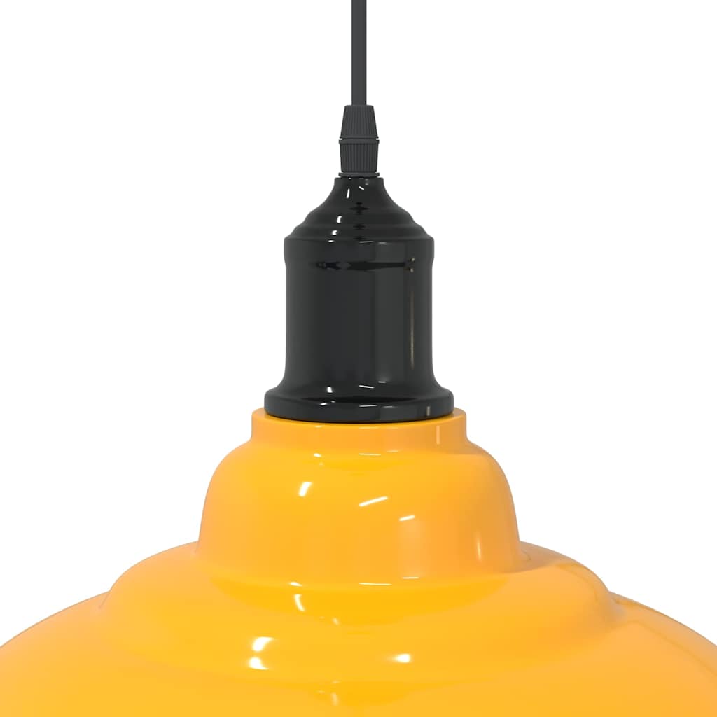 Pendant Lamp Height Adjustable E27 Yellow Glossy Ø 31 cm Metal