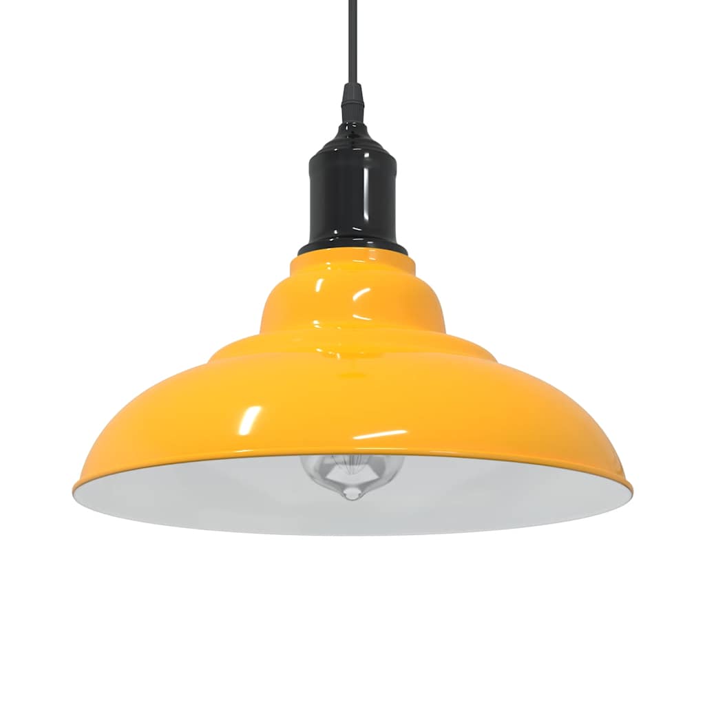 Pendant Lamp Height Adjustable E27 Yellow Glossy Ø 31 cm Metal