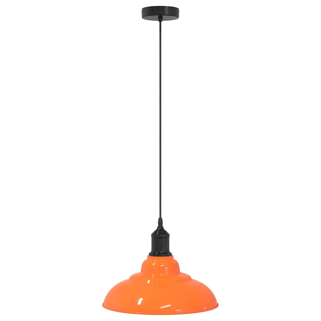 Pendant Lamp Height Adjustable E27 Orange Glossy Ø31cm Metal