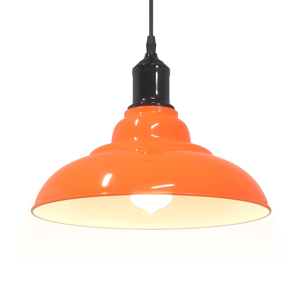 Pendant Lamp Height Adjustable E27 Orange Glossy Ø31cm Metal