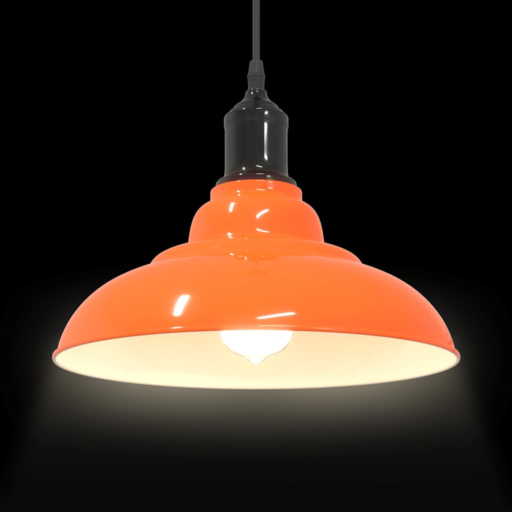 Pendant Lamp Height Adjustable E27 Orange Glossy Ø31cm Metal