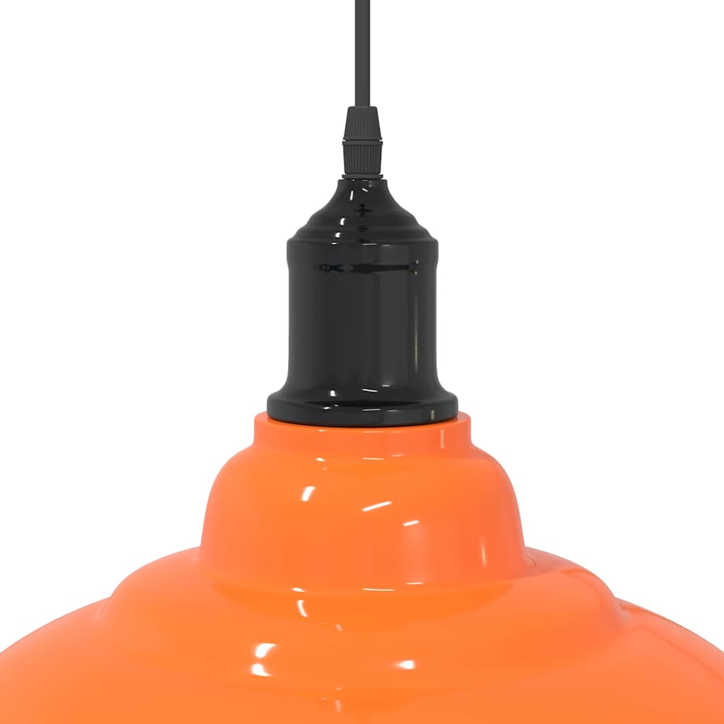 Pendant Lamp Height Adjustable E27 Orange Glossy Ø31cm Metal