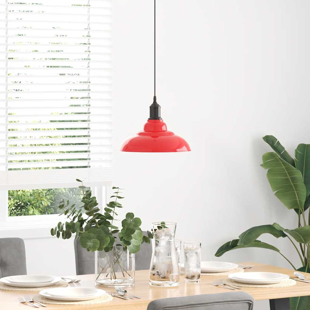 Pendant Lamp Height Adjustable E27 Red Glossy Ø 31 cm Metal