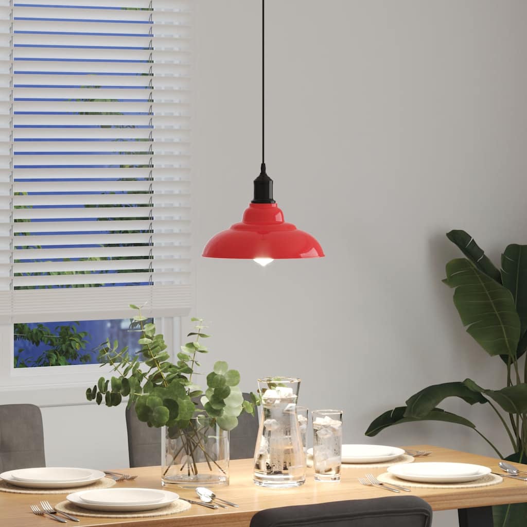 Pendant Lamp Height Adjustable E27 Red Glossy Ø 31 cm Metal