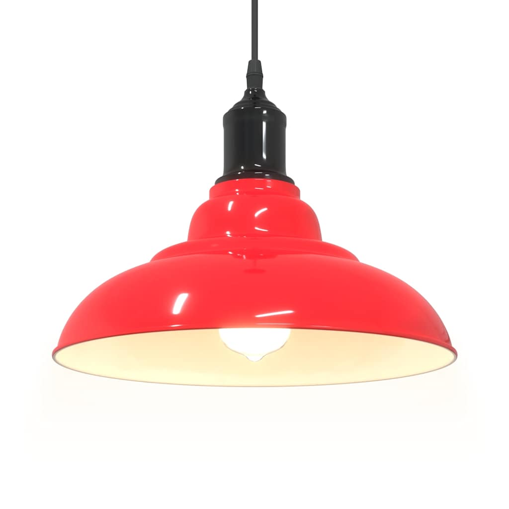 Pendant Lamp Height Adjustable E27 Red Glossy Ø 31 cm Metal