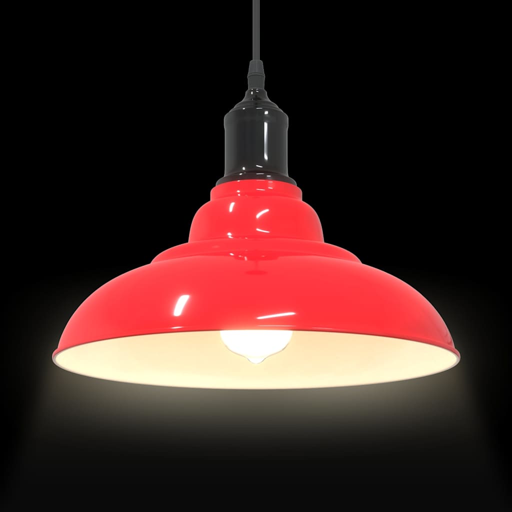 Pendant Lamp Height Adjustable E27 Red Glossy Ø 31 cm Metal