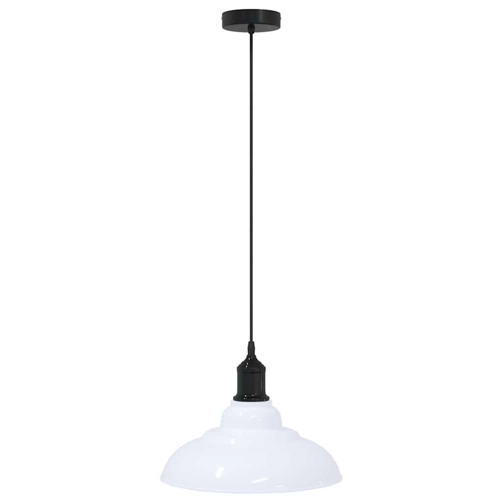 Pendant Lamp Height Adjustable E27 White Glossy Ø 31 cm Metal