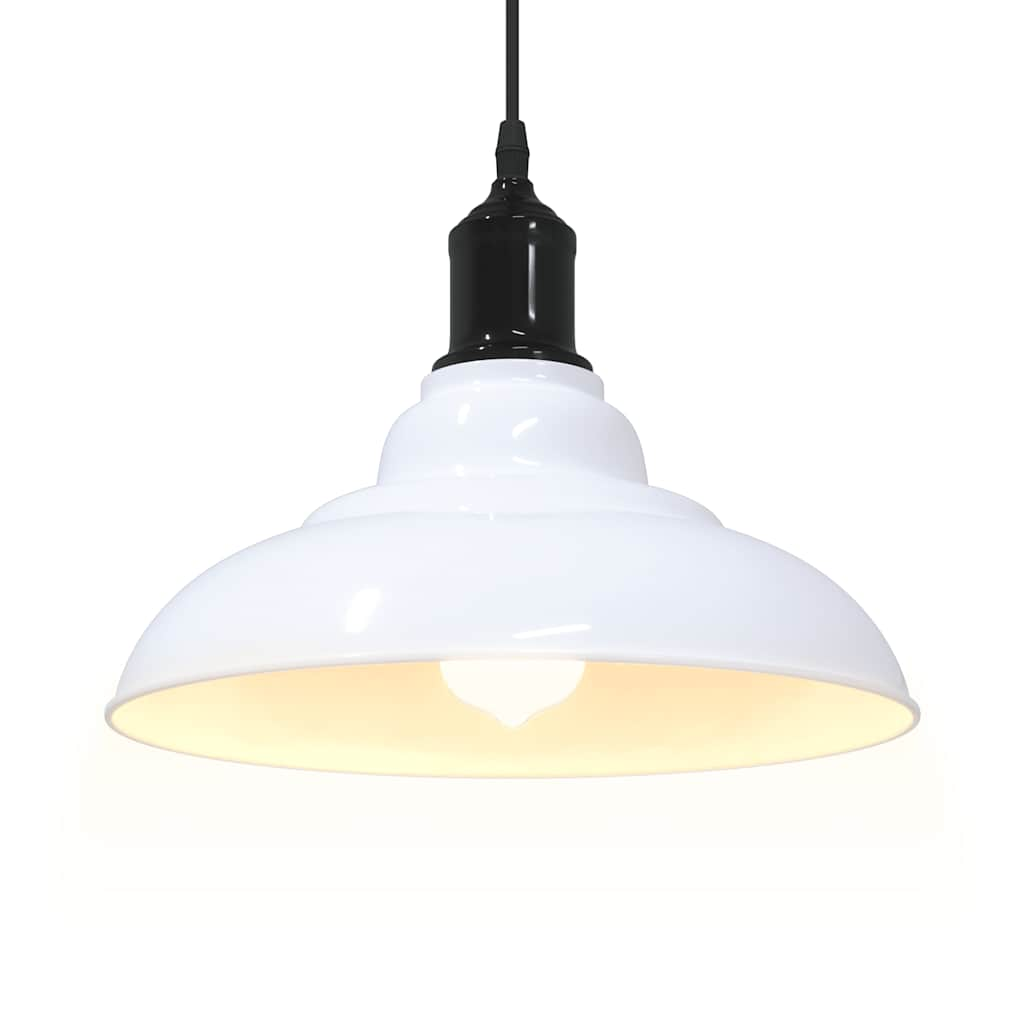 Pendant Lamp Height Adjustable E27 White Glossy Ø 31 cm Metal