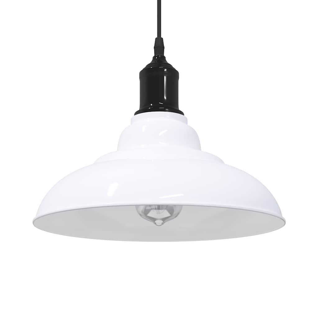 Pendant Lamp Height Adjustable E27 White Glossy Ø 31 cm Metal